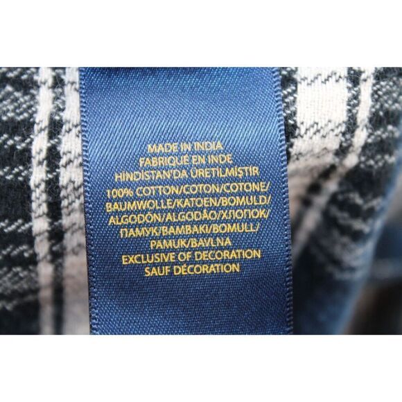 Polo Ralph Lauren Boy's Button Up Shirt  Plaid  Large 14-16 Medium Weight Blue - Picture 9 of 9